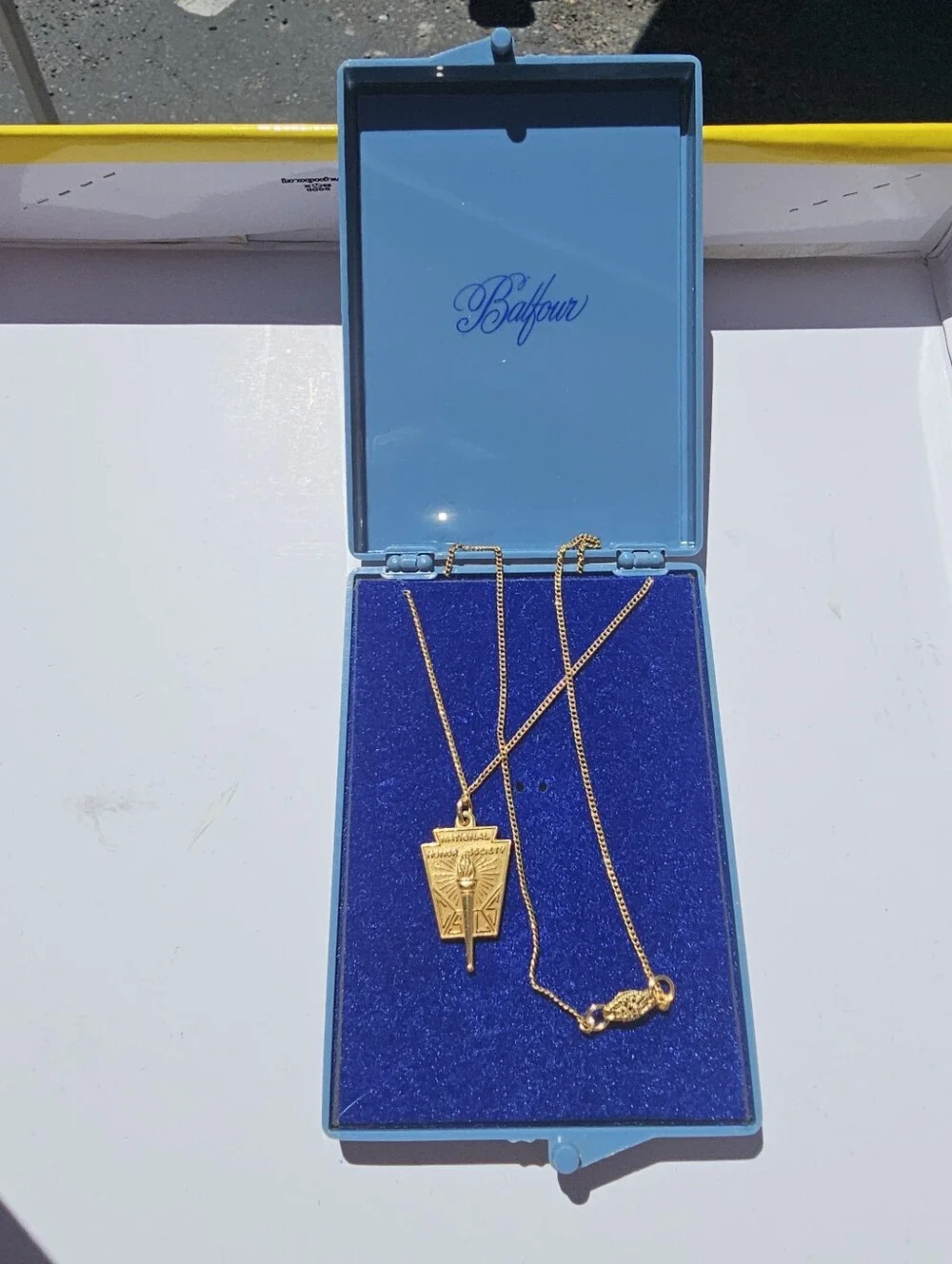 Vintage Balfour LGB National Honor Society Gold Tone Pendant Torch Necklace